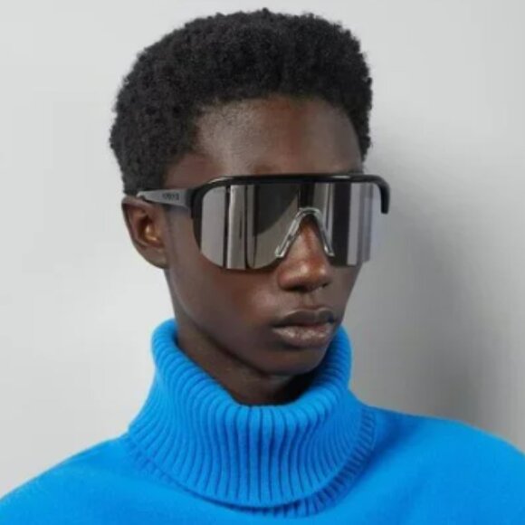 NEW GUCCI SUNGLASSES, UNISEX BLACK SILVER GUCCI EYEWEAR